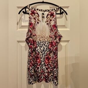 White House Black Market Floral Leopard Tank Top